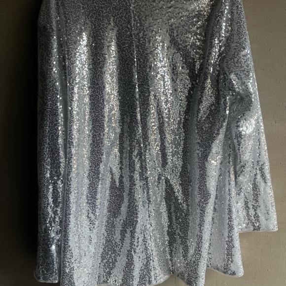 Nancy Silver Sequin Open Front Cardigan (2XL) - Picture 4 of 5